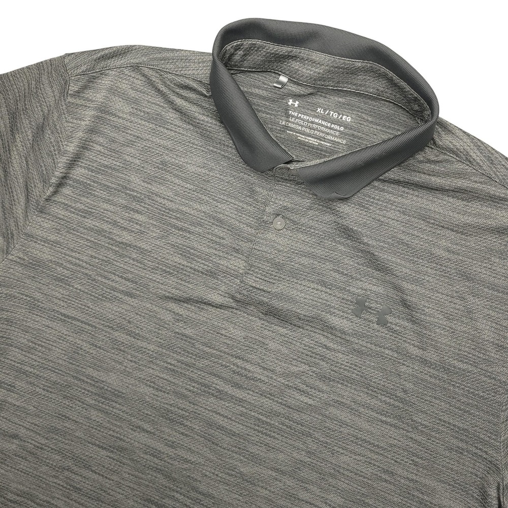 Under Armour The Performance Polo Shirt Mens XL Gray Golf Performance Stretch